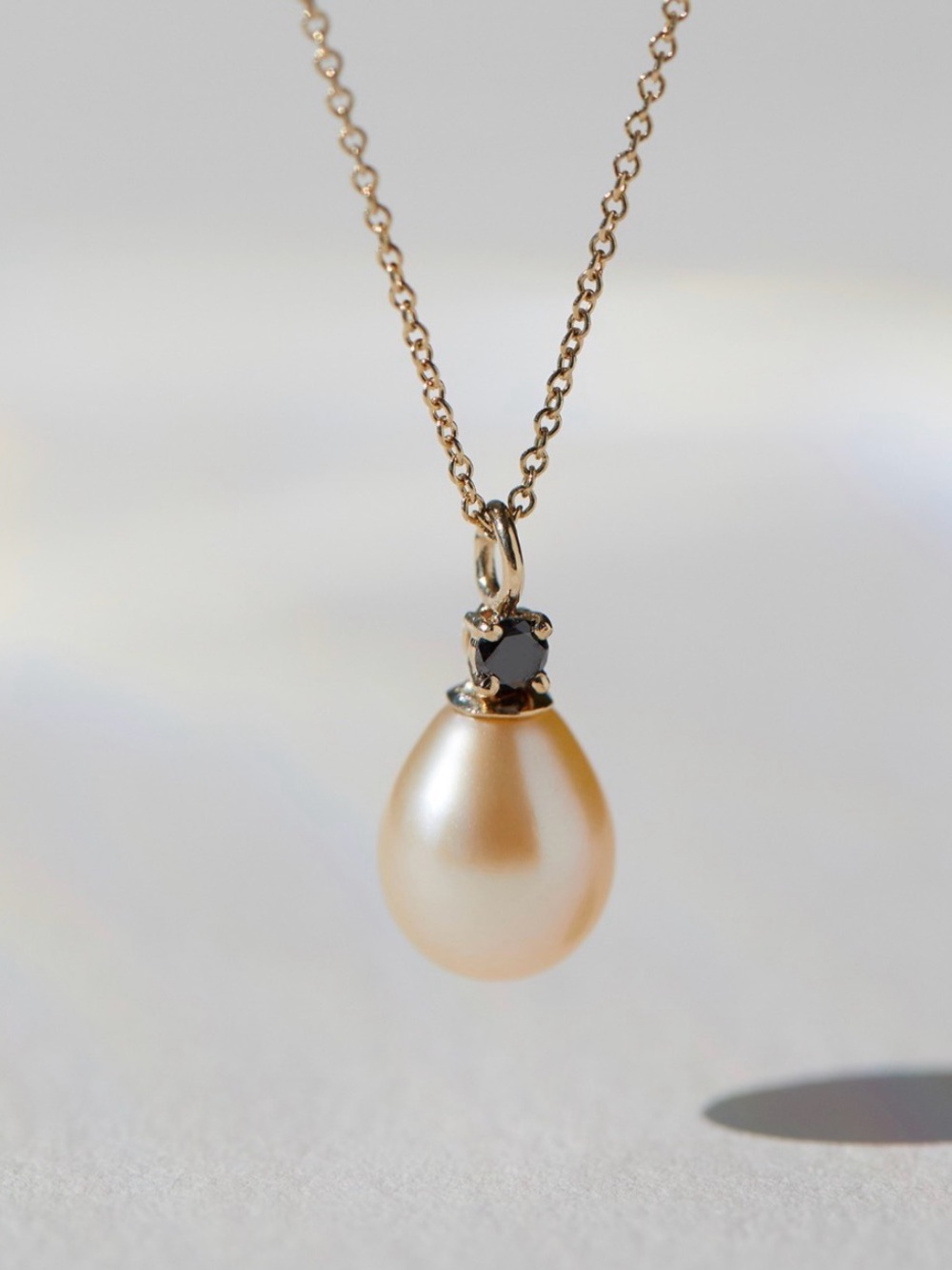 Catbird | Concrete Collective Pearl and Black Diamond Necklace